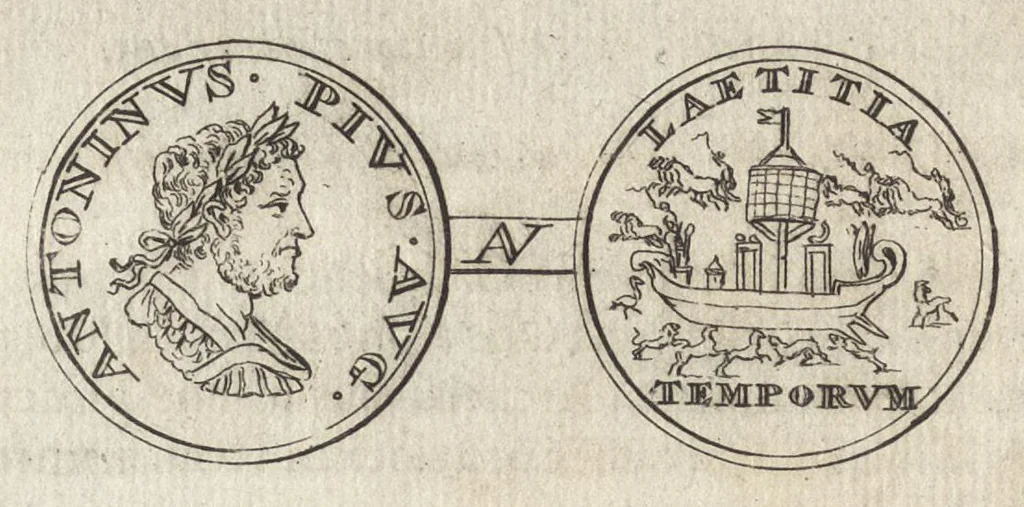 An illustration from Numismata imperatorum romanorum praestantiora a Julio Caesare ad Postumum et tyrannos, 1694, leaf 265