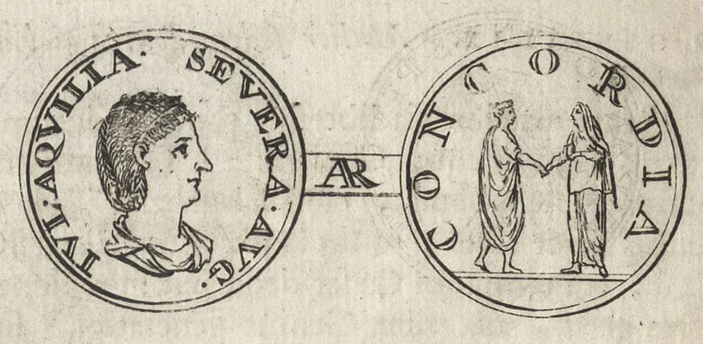An illustration from Numismata imperatorum romanorum praestantiora a Julio Caesare ad Postumum et tyrannos, 1694, leaf 305