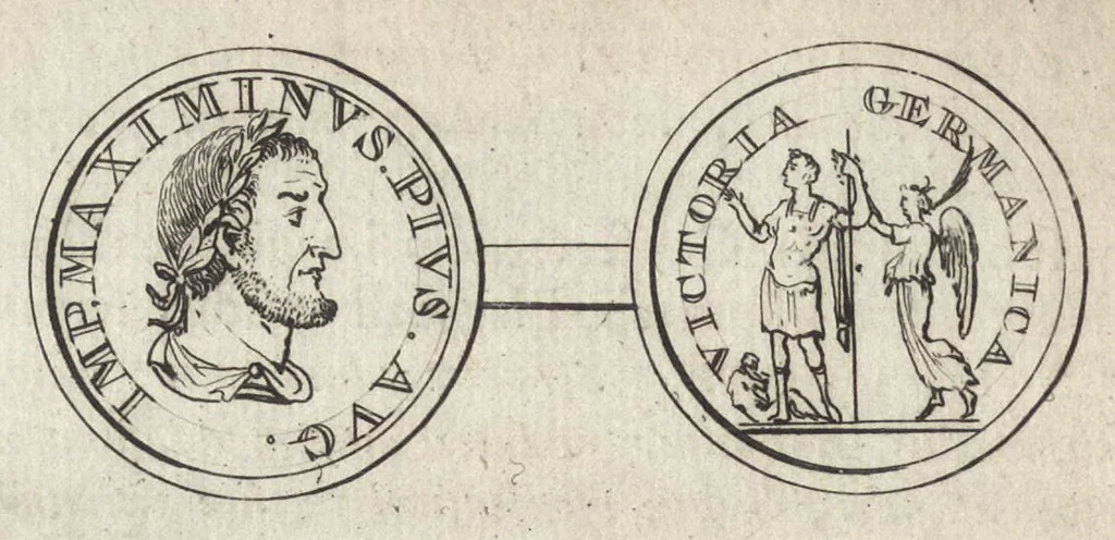 An illustration from Numismata imperatorum romanorum praestantiora a Julio Caesare ad Postumum et tyrannos, 1694, leaf 317