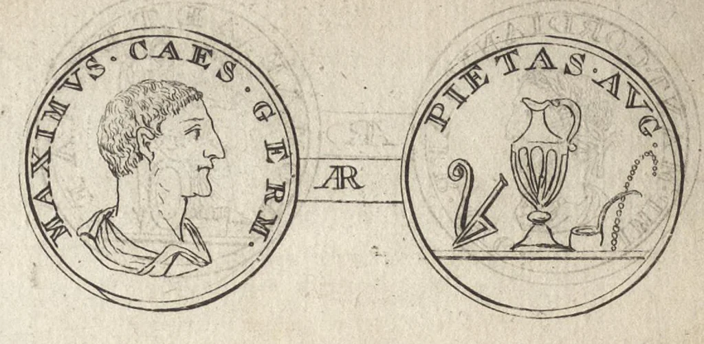 An illustration from Numismata imperatorum romanorum praestantiora a Julio Caesare ad Postumum et tyrannos, 1694, leaf 321