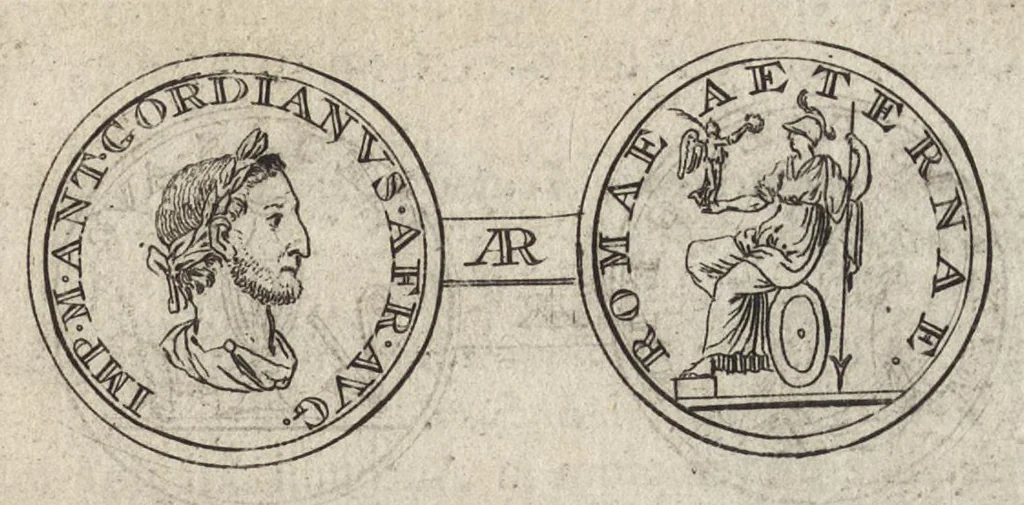 An illustration from Numismata imperatorum romanorum praestantiora a Julio Caesare ad Postumum et tyrannos, 1694, leaf 322