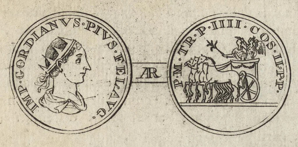 An illustration from Numismata imperatorum romanorum praestantiora a Julio Caesare ad Postumum et tyrannos, 1694, leaf 334