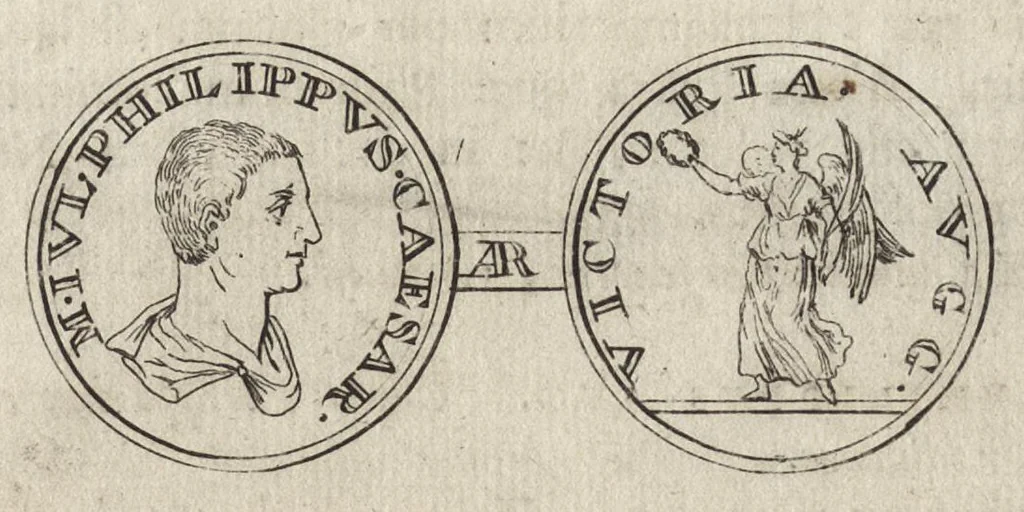 An illustration from Numismata imperatorum romanorum praestantiora a Julio Caesare ad Postumum et tyrannos, 1694, leaf 346