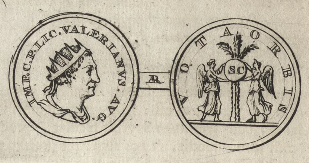 An illustration from Numismata imperatorum romanorum praestantiora a Julio Caesare ad Postumum et tyrannos, 1694, leaf 369