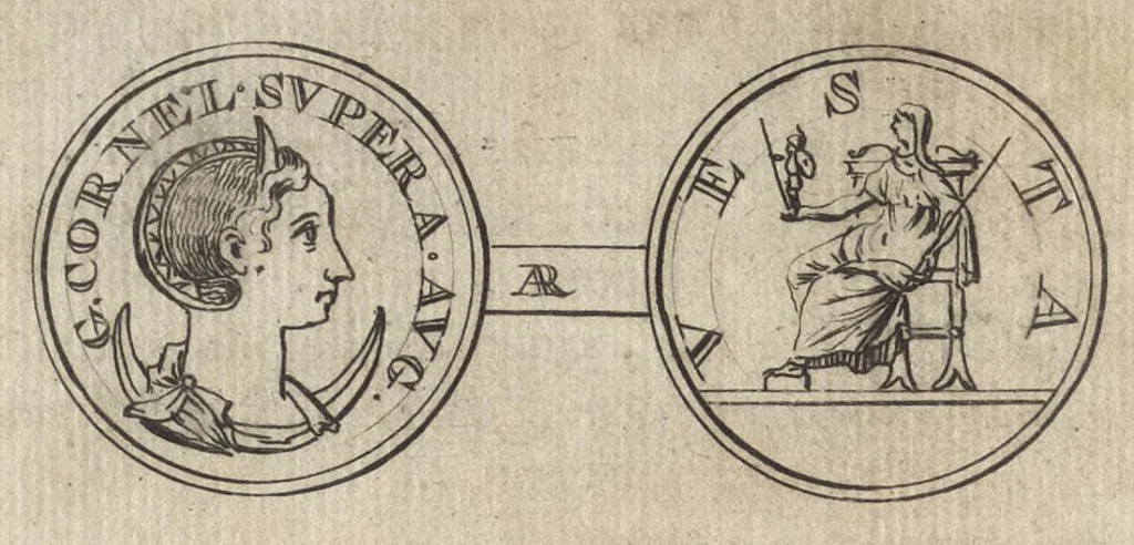 An illustration from Numismata imperatorum romanorum praestantiora a Julio Caesare ad Postumum et tyrannos, 1694, leaf 409