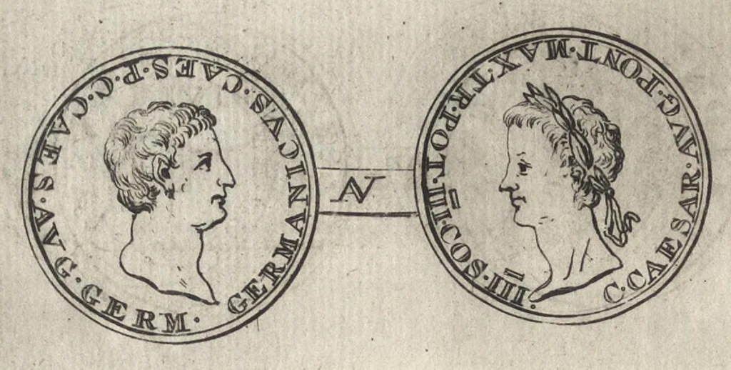 An illustration from Numismata imperatorum romanorum praestantiora a Julio Caesare ad Postumum et tyrannos, 1694, leaf 65
