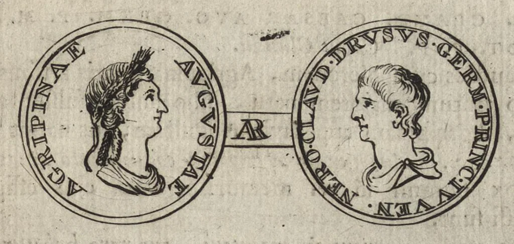An illustration from Numismata imperatorum romanorum praestantiora a Julio Caesare ad Postumum et tyrannos, 1694, leaf 76