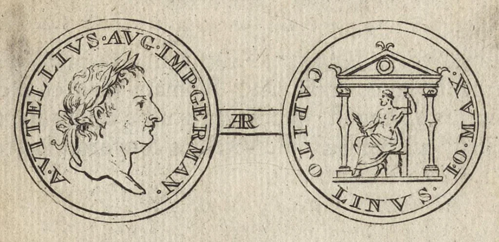 An illustration from Numismata imperatorum romanorum praestantiora a Julio Caesare ad Postumum et tyrannos, 1694, leaf 98