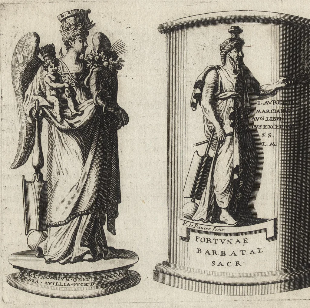 An illustration from Les Cesars de l'empereur Julien : traduits du grec, avec des remarques & des preuves illustrées par les médailles, & autres anciens monumens, 1683, leaf 497