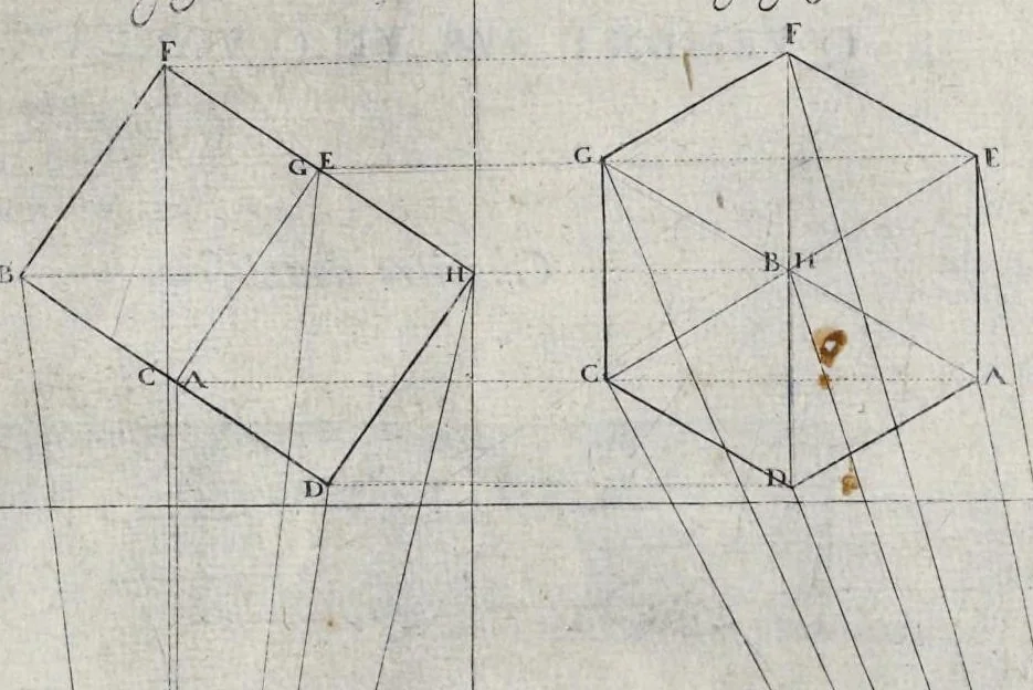 An illustration from La perspectiue : auec la raison des ombres et miroirs, 1612, leaf 38