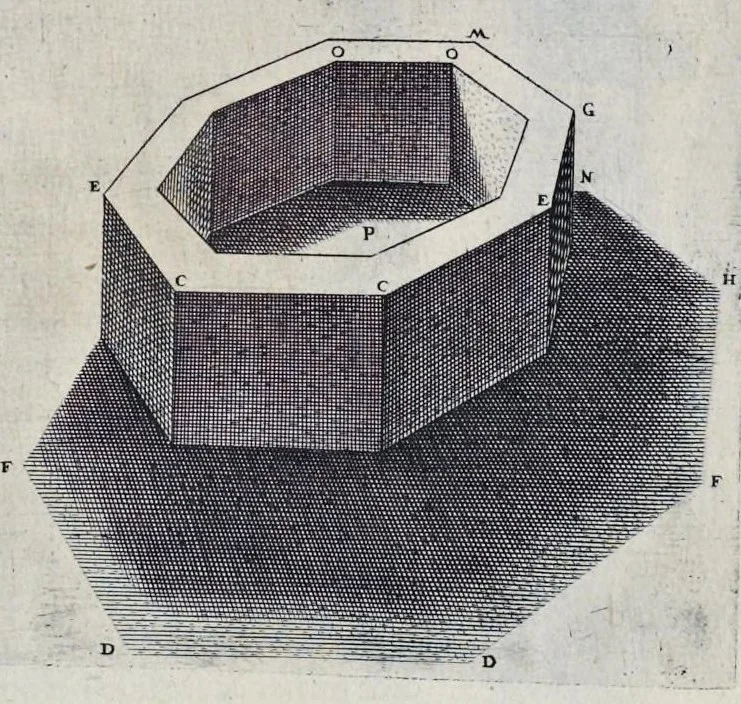 An illustration from La perspectiue : auec la raison des ombres et miroirs, 1612, leaf 98