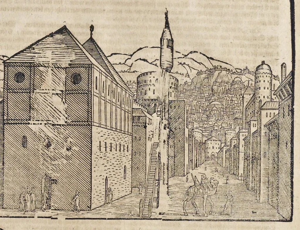 An illustration from Türckischer Estaats- und Krieges- Bericht, oder, Eine kurtze und gründliche Beschreibung des türckischen Käysers, Grosz- und anderer Veziers, Militz, Land und Leuten, Gewonheiten, Krieges- und Lebens-Arth, Gewehr, Kleydung, and was davon ferner zu berichten nötig, 1683, leaf 184