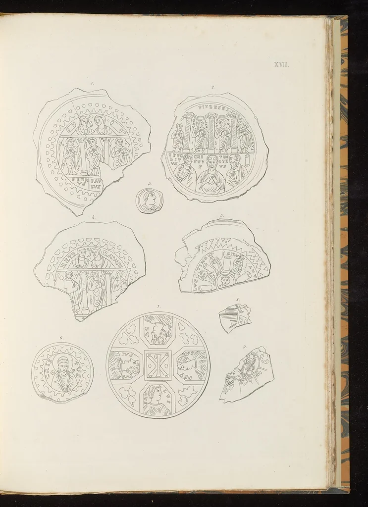 An illustration from Vetri ornati di figure in oro, trovati nei cimiteri dei cristiani primitivi di Roma, 1858, leaf 174