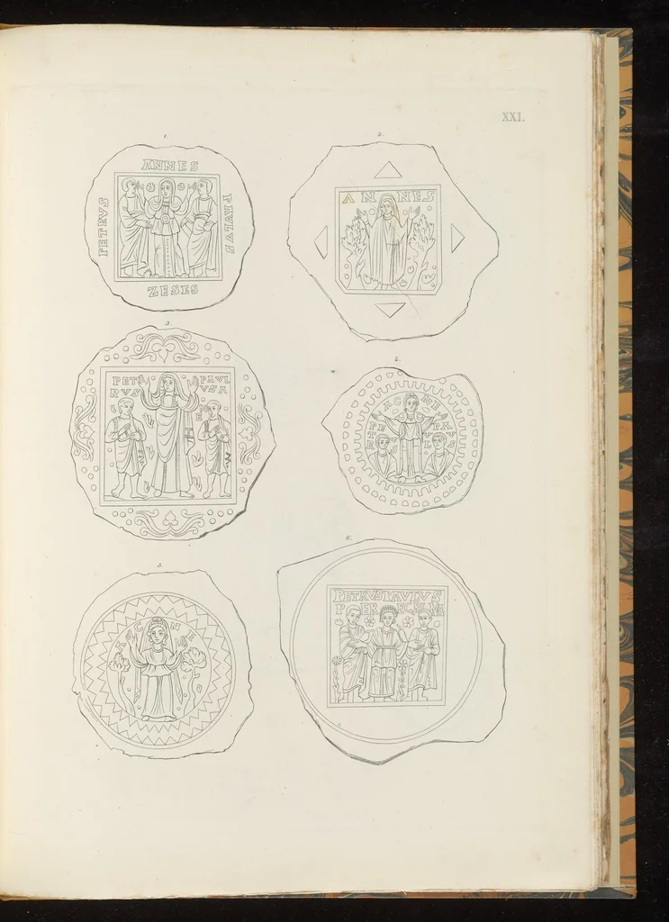 An illustration from Vetri ornati di figure in oro, trovati nei cimiteri dei cristiani primitivi di Roma, 1858, leaf 182