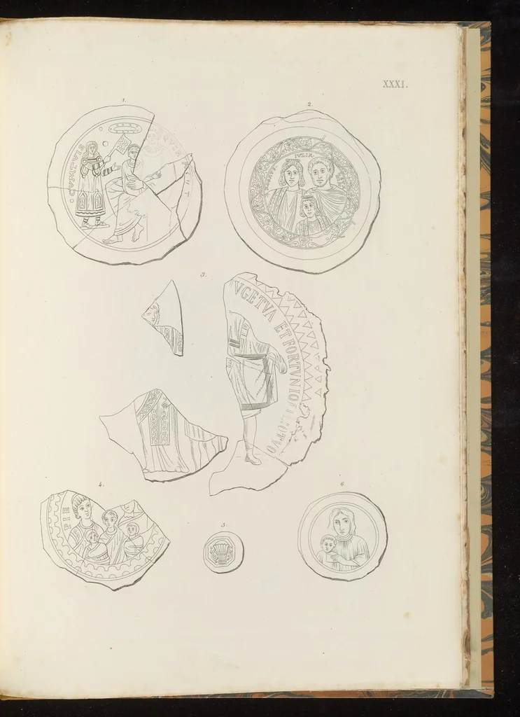 An illustration from Vetri ornati di figure in oro, trovati nei cimiteri dei cristiani primitivi di Roma, 1858, leaf 202