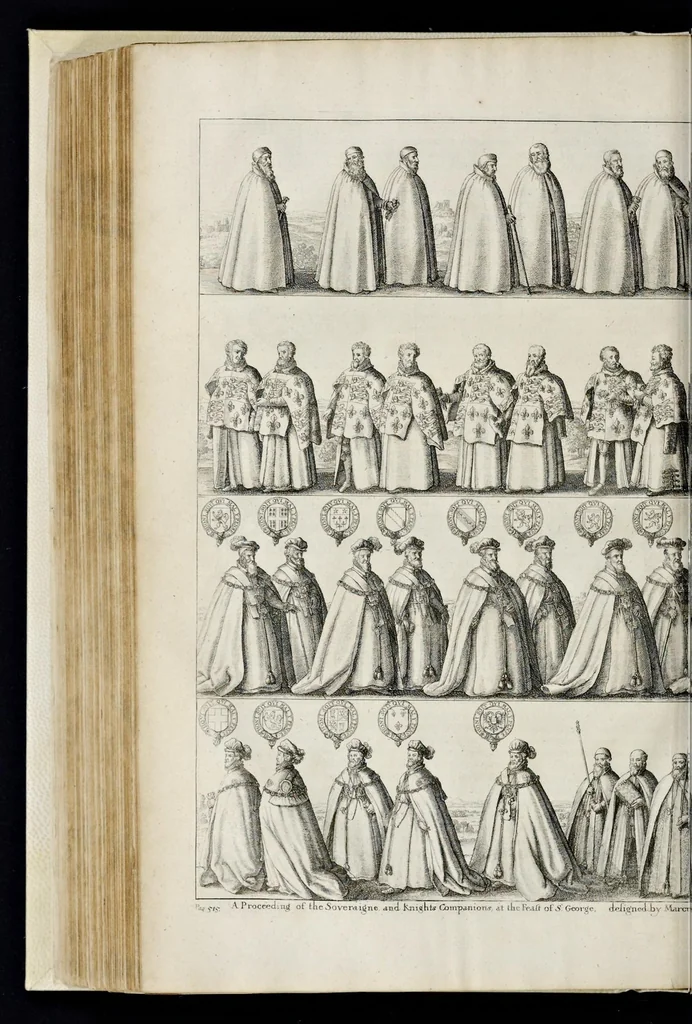An illustration from The institution, laws & ceremonies of the most noble Order of the Garter : work furnished with variety of matter, relating to honor and noblesse, 1672, leaf 585