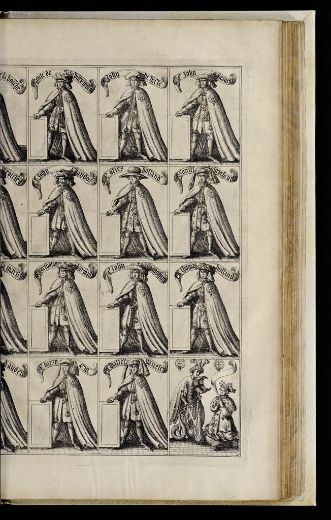 An illustration from The institution, laws & ceremonies of the most noble Order of the Garter : work furnished with variety of matter, relating to honor and noblesse, 1672, leaf 726