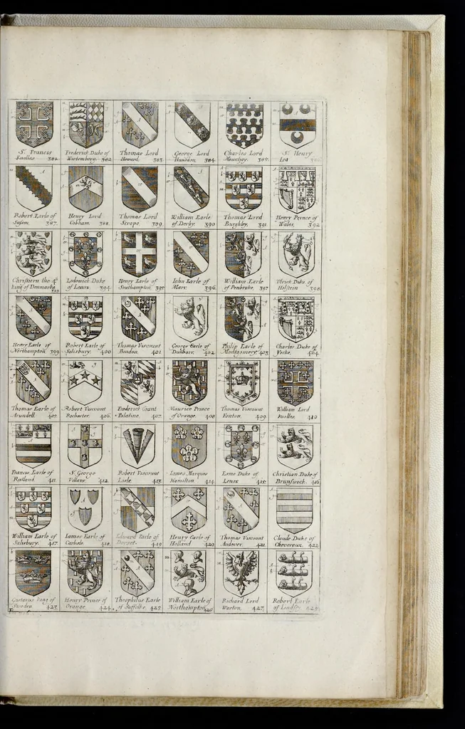 An illustration from The institution, laws & ceremonies of the most noble Order of the Garter : work furnished with variety of matter, relating to honor and noblesse, 1672, leaf 810