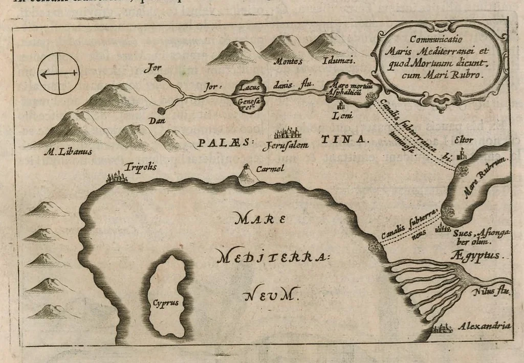 An illustration from Athanasii Kircheri e Soc. Jesu Mundus subterraneus : in XII libros digestus; quo divinum subterrestris mundi opificium, mira ergasteriorum naturae in eo distributio, verbo Pantamorphon [Greek work romanized] Protei regnum, universae denique naturae majestas & divitiae summa rerum varietate exponuntur, abditorum effectuum causae acri indagine inquisitae demonstrantur, cognitae per artis & naturae conjugium ad humanae vitae necessarium usum vario experimentorum apparatu, necnon novo modo & ratione applicantur, 1678, leaf 132