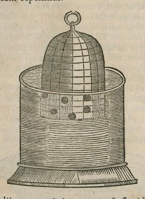 An illustration from Athanasii Kircheri e Soc. Jesu Mundus subterraneus : in XII libros digestus; quo divinum subterrestris mundi opificium, mira ergasteriorum naturae in eo distributio, verbo Pantamorphon [Greek work romanized] Protei regnum, universae denique naturae majestas & divitiae summa rerum varietate exponuntur, abditorum effectuum causae acri indagine inquisitae demonstrantur, cognitae per artis & naturae conjugium ad humanae vitae necessarium usum vario experimentorum apparatu, necnon novo modo & ratione applicantur, 1678, leaf 351