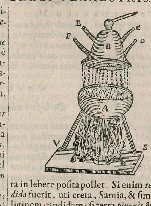An illustration from Athanasii Kircheri e Soc. Jesu Mundus subterraneus : in XII libros digestus; quo divinum subterrestris mundi opificium, mira ergasteriorum naturae in eo distributio, verbo Pantamorphon [Greek work romanized] Protei regnum, universae denique naturae majestas & divitiae summa rerum varietate exponuntur, abditorum effectuum causae acri indagine inquisitae demonstrantur, cognitae per artis & naturae conjugium ad humanae vitae necessarium usum vario experimentorum apparatu, necnon novo modo & ratione applicantur, 1678, leaf 432