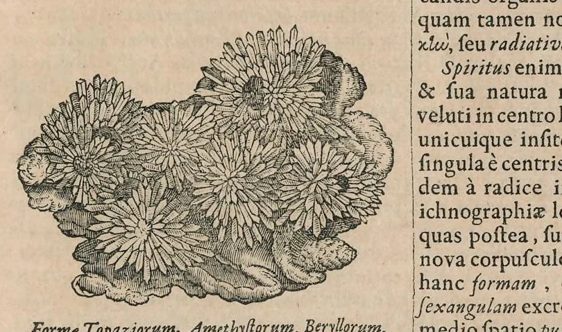 An illustration from Athanasii Kircheri e Soc. Jesu Mundus subterraneus : in XII libros digestus; quo divinum subterrestris mundi opificium, mira ergasteriorum naturae in eo distributio, verbo Pantamorphon [Greek work romanized] Protei regnum, universae denique naturae majestas & divitiae summa rerum varietate exponuntur, abditorum effectuum causae acri indagine inquisitae demonstrantur, cognitae per artis & naturae conjugium ad humanae vitae necessarium usum vario experimentorum apparatu, necnon novo modo & ratione applicantur, 1678, leaf 484