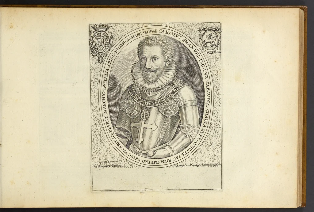 An illustration from Splendore dell'antica e moderna Roma : nel qvale si rappresentano tutti i principali tempii, teatri, anfiteatri, cerchi, naumachie, archi trionfali, obelischi, palagii, terme, curie, basiliche, fatti delli ré, consoli, dittatori, & imperadori romani : dignità ciuili, e militari, ordine de' trionfi, nomi di tutti i trionfanti, sacrificio militare; colonna Traiana, colonna Antonina, colonna milliaria, colonna rostrata, & colonna bellica; con li più segnalati giardini de gli antichi, e moderni Romani & altre cose notabili, con fatti, & imprese di quelli, da'quali sono stati eretti, e dedicati. : et in questa vltima impressione abbellito di molti disegni antichi, e moderni; & aggiuntoui le descrittioni delle figure cauate dall'antichi medaglie de gl'imperadori, in quatto linguagi latino, italiano, tedesco, e francese, per vtilità commune, 1641, leaf 128