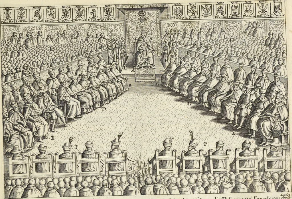 An illustration from Splendore dell'antica e moderna Roma : nel qvale si rappresentano tutti i principali tempii, teatri, anfiteatri, cerchi, naumachie, archi trionfali, obelischi, palagii, terme, curie, basiliche, fatti delli ré, consoli, dittatori, & imperadori romani : dignità ciuili, e militari, ordine de' trionfi, nomi di tutti i trionfanti, sacrificio militare; colonna Traiana, colonna Antonina, colonna milliaria, colonna rostrata, & colonna bellica; con li più segnalati giardini de gli antichi, e moderni Romani & altre cose notabili, con fatti, & imprese di quelli, da'quali sono stati eretti, e dedicati. : et in questa vltima impressione abbellito di molti disegni antichi, e moderni; & aggiuntoui le descrittioni delle figure cauate dall'antichi medaglie de gl'imperadori, in quatto linguagi latino, italiano, tedesco, e francese, per vtilità commune, 1641, leaf 24