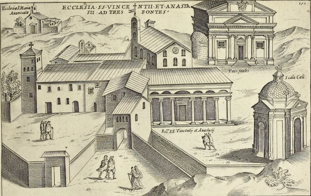 An illustration from Splendore dell'antica e moderna Roma : nel qvale si rappresentano tutti i principali tempii, teatri, anfiteatri, cerchi, naumachie, archi trionfali, obelischi, palagii, terme, curie, basiliche, fatti delli ré, consoli, dittatori, & imperadori romani : dignità ciuili, e militari, ordine de' trionfi, nomi di tutti i trionfanti, sacrificio militare; colonna Traiana, colonna Antonina, colonna milliaria, colonna rostrata, & colonna bellica; con li più segnalati giardini de gli antichi, e moderni Romani & altre cose notabili, con fatti, & imprese di quelli, da'quali sono stati eretti, e dedicati. : et in questa vltima impressione abbellito di molti disegni antichi, e moderni; & aggiuntoui le descrittioni delle figure cauate dall'antichi medaglie de gl'imperadori, in quatto linguagi latino, italiano, tedesco, e francese, per vtilità commune, 1641, leaf 334
