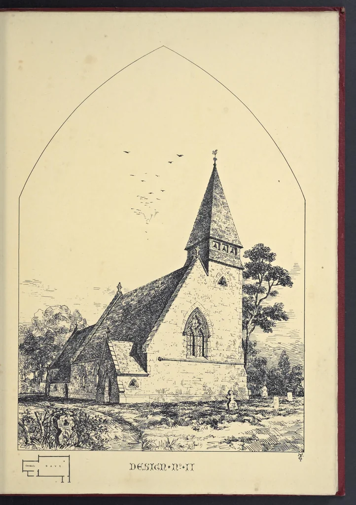 An illustration from Designs for country churches, 1850, leaf 18