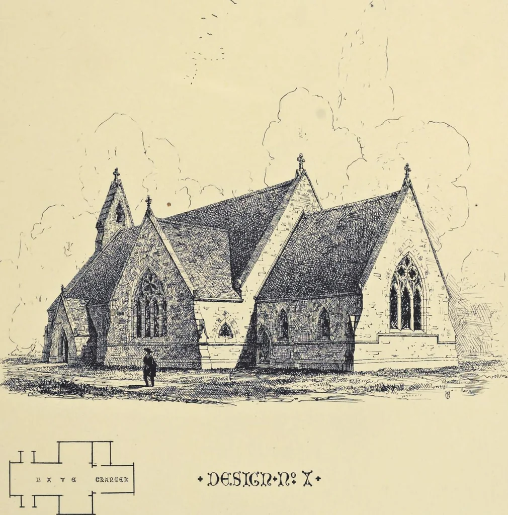 An illustration from Designs for country churches, 1850, leaf 34