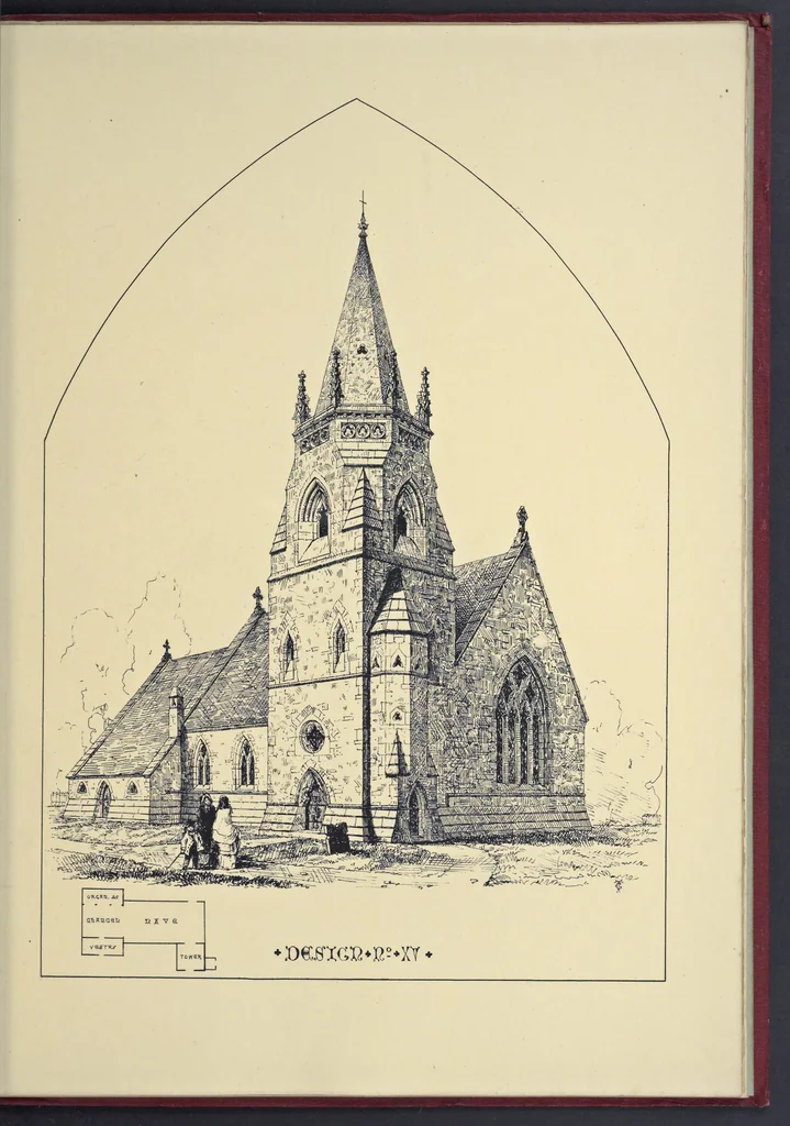An illustration from Designs for country churches, 1850, leaf 44