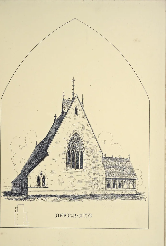 An illustration from Designs for country churches, 1850, leaf 46