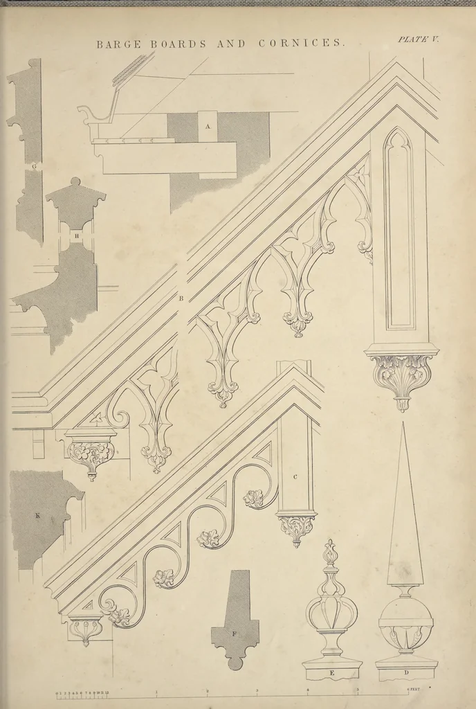 An illustration from Rural architecture : a series of designs, for ornamental cottages and villas, exemplified in plans, elevations, sections, and details, with descriptions, 1856, leaf 122