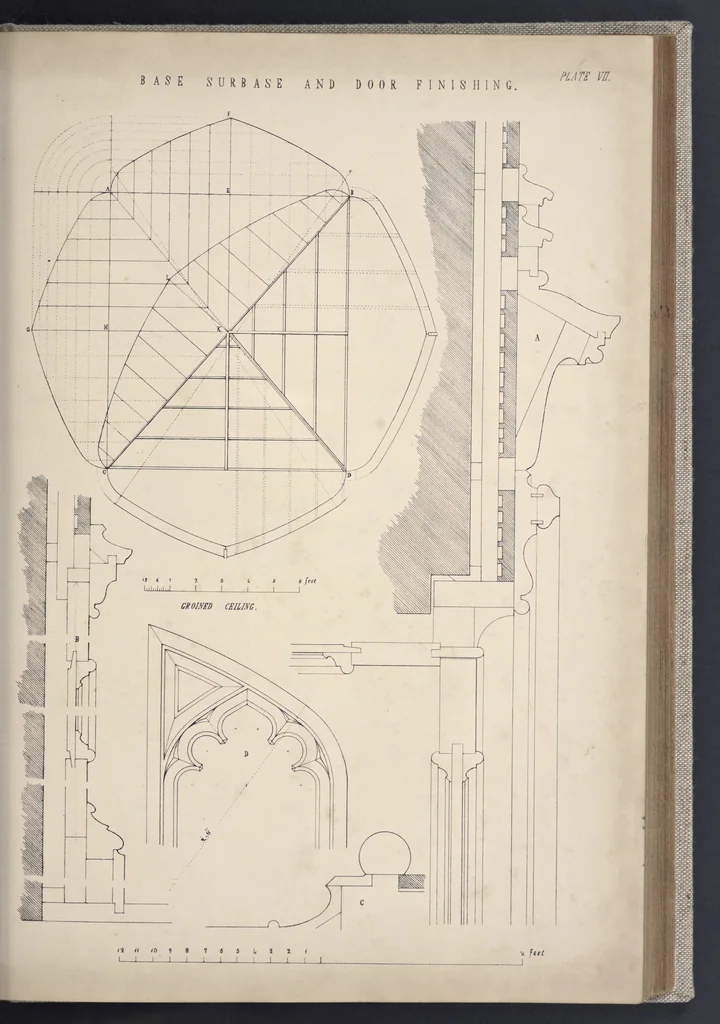 An illustration from Rural architecture : a series of designs, for ornamental cottages and villas, exemplified in plans, elevations, sections, and details, with descriptions, 1856, leaf 126