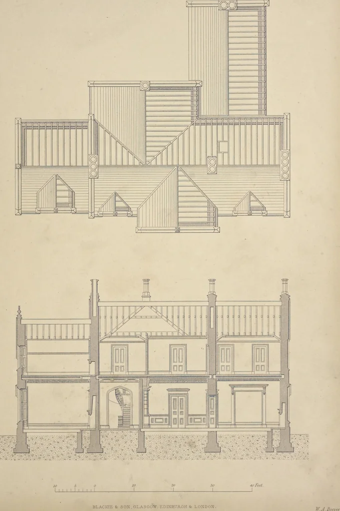 An illustration from Rural architecture : a series of designs, for ornamental cottages and villas, exemplified in plans, elevations, sections, and details, with descriptions, 1856, leaf 134