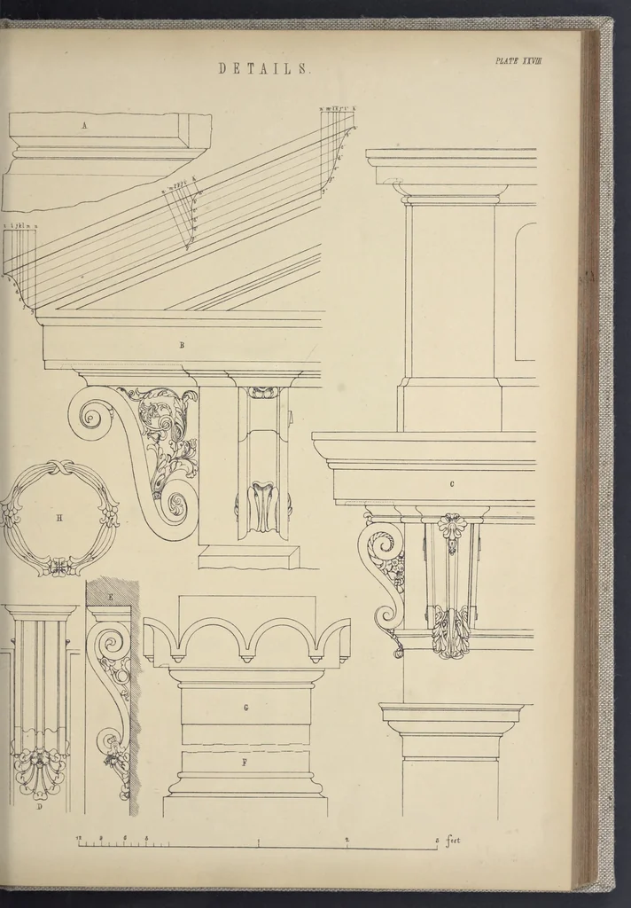 An illustration from Rural architecture : a series of designs, for ornamental cottages and villas, exemplified in plans, elevations, sections, and details, with descriptions, 1856, leaf 168