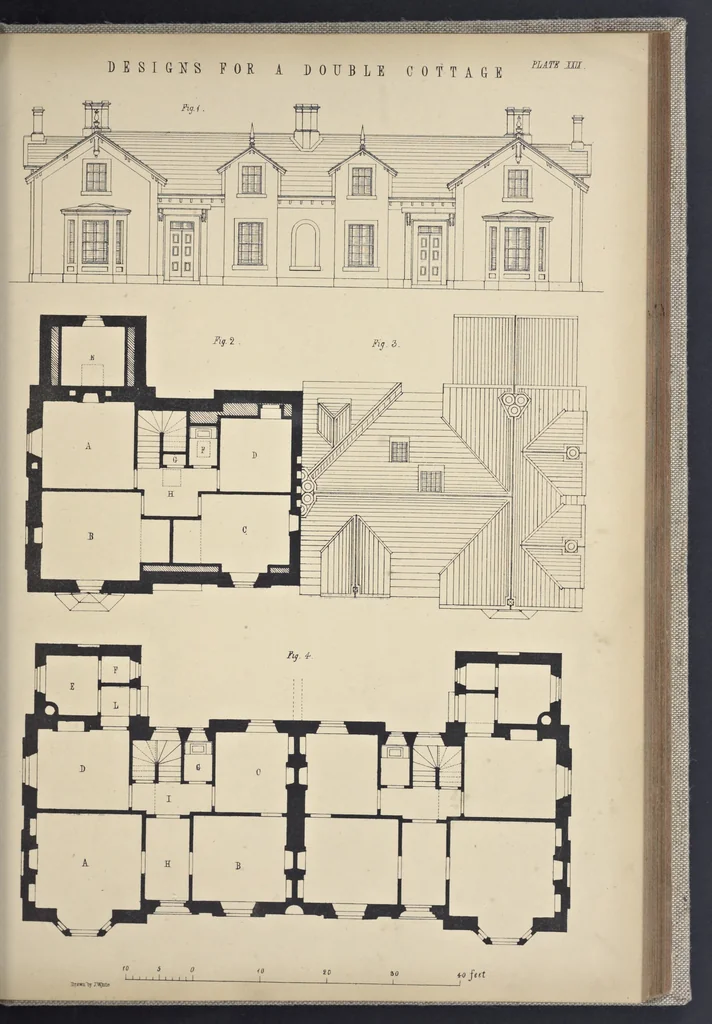 An illustration from Rural architecture : a series of designs, for ornamental cottages and villas, exemplified in plans, elevations, sections, and details, with descriptions, 1856, leaf 170