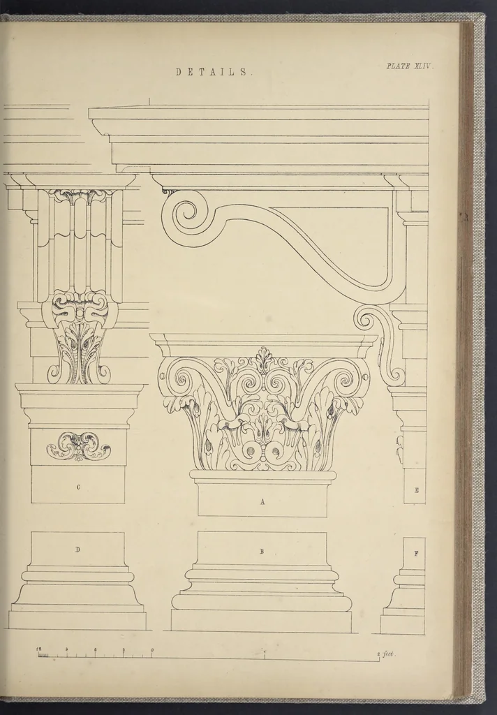 An illustration from Rural architecture : a series of designs, for ornamental cottages and villas, exemplified in plans, elevations, sections, and details, with descriptions, 1856, leaf 200