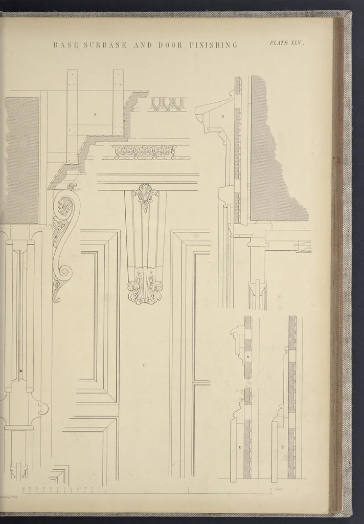 An illustration from Rural architecture : a series of designs, for ornamental cottages and villas, exemplified in plans, elevations, sections, and details, with descriptions, 1856, leaf 202