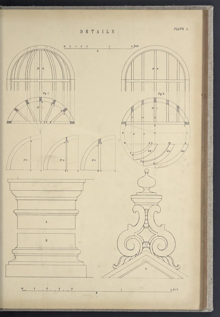 An illustration from Rural architecture : a series of designs, for ornamental cottages and villas, exemplified in plans, elevations, sections, and details, with descriptions, 1856, leaf 212