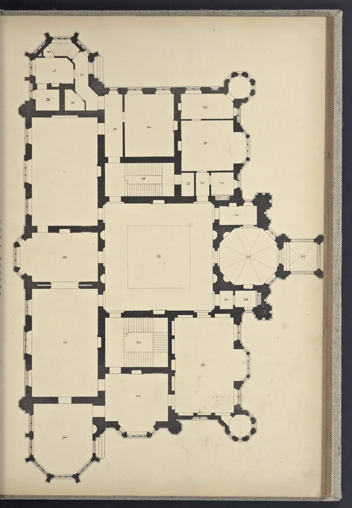 An illustration from Rural architecture : a series of designs, for ornamental cottages and villas, exemplified in plans, elevations, sections, and details, with descriptions, 1856, leaf 220
