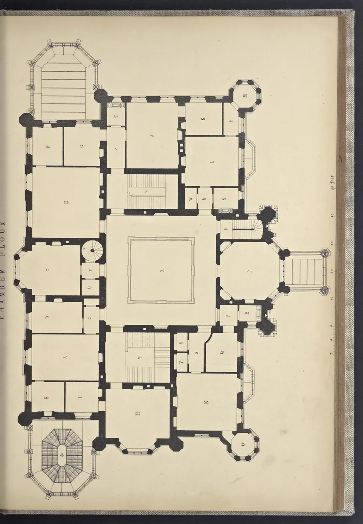 An illustration from Rural architecture : a series of designs, for ornamental cottages and villas, exemplified in plans, elevations, sections, and details, with descriptions, 1856, leaf 222