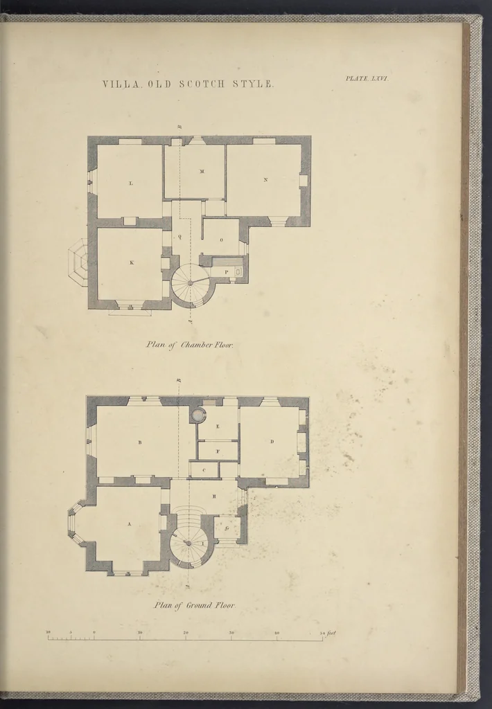 An illustration from Rural architecture : a series of designs, for ornamental cottages and villas, exemplified in plans, elevations, sections, and details, with descriptions, 1856, leaf 244