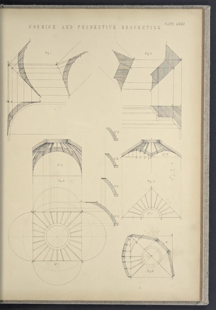 An illustration from Rural architecture : a series of designs, for ornamental cottages and villas, exemplified in plans, elevations, sections, and details, with descriptions, 1856, leaf 256