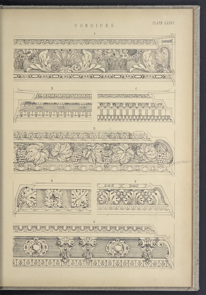 An illustration from Rural architecture : a series of designs, for ornamental cottages and villas, exemplified in plans, elevations, sections, and details, with descriptions, 1856, leaf 264