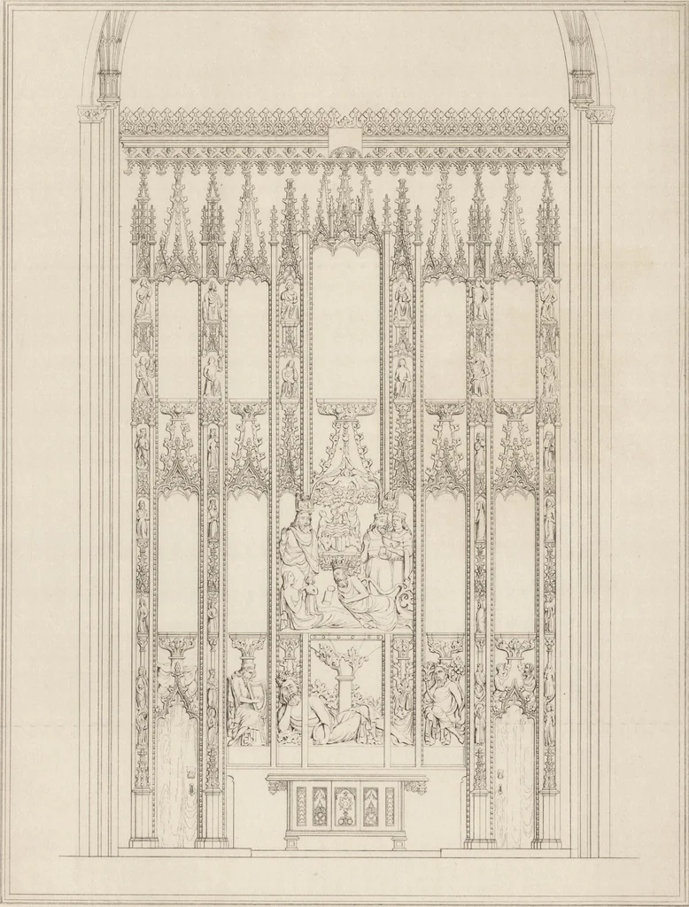 An illustration from The antiquities of the priory of Christ-church, Hants. : consisting of plans, sections, elevations, details, and perspective views, accompanied by historical and descriptive accounts of the priory church : together with some general particulars of the castle and borough, 1834, leaf 113
