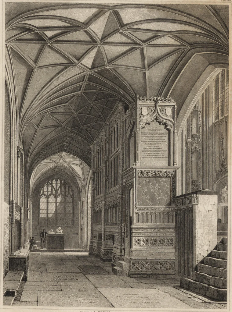 An illustration from The antiquities of the priory of Christ-church, Hants. : consisting of plans, sections, elevations, details, and perspective views, accompanied by historical and descriptive accounts of the priory church : together with some general particulars of the castle and borough, 1834, leaf 126