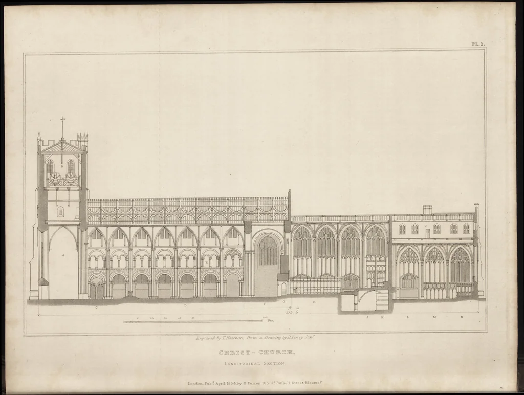 An illustration from The antiquities of the priory of Christ-church, Hants. : consisting of plans, sections, elevations, details, and perspective views, accompanied by historical and descriptive accounts of the priory church : together with some general particulars of the castle and borough, 1834, leaf 67