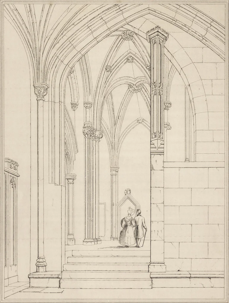 An illustration from The antiquities of the priory of Christ-church, Hants. : consisting of plans, sections, elevations, details, and perspective views, accompanied by historical and descriptive accounts of the priory church : together with some general particulars of the castle and borough, 1834, leaf 81